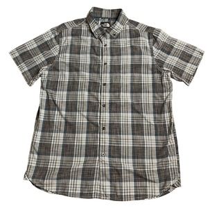 The North Face Blue Plaid Short Sleeve Button Down Shirt Large